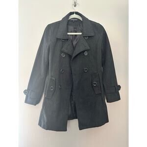 Ambiance Apparels Women’s Black Wool-Blend Trench Coat – Size S